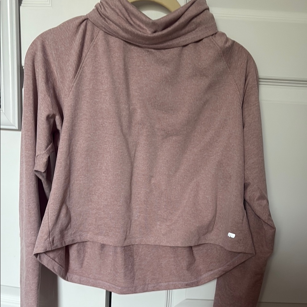 Cozy Pink Cowl Neck Crop Top